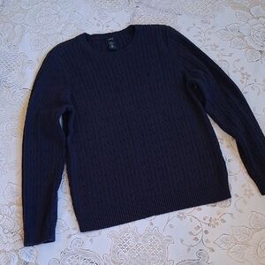 Izod Womans  Dark Blue Crewneck Long Sleeve 100% Cotton Sweater,sz XL
